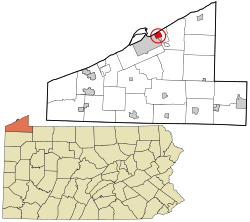 Erie County Pennsylvania incorporated and unincorporated areas Lawrence Park highlighted
